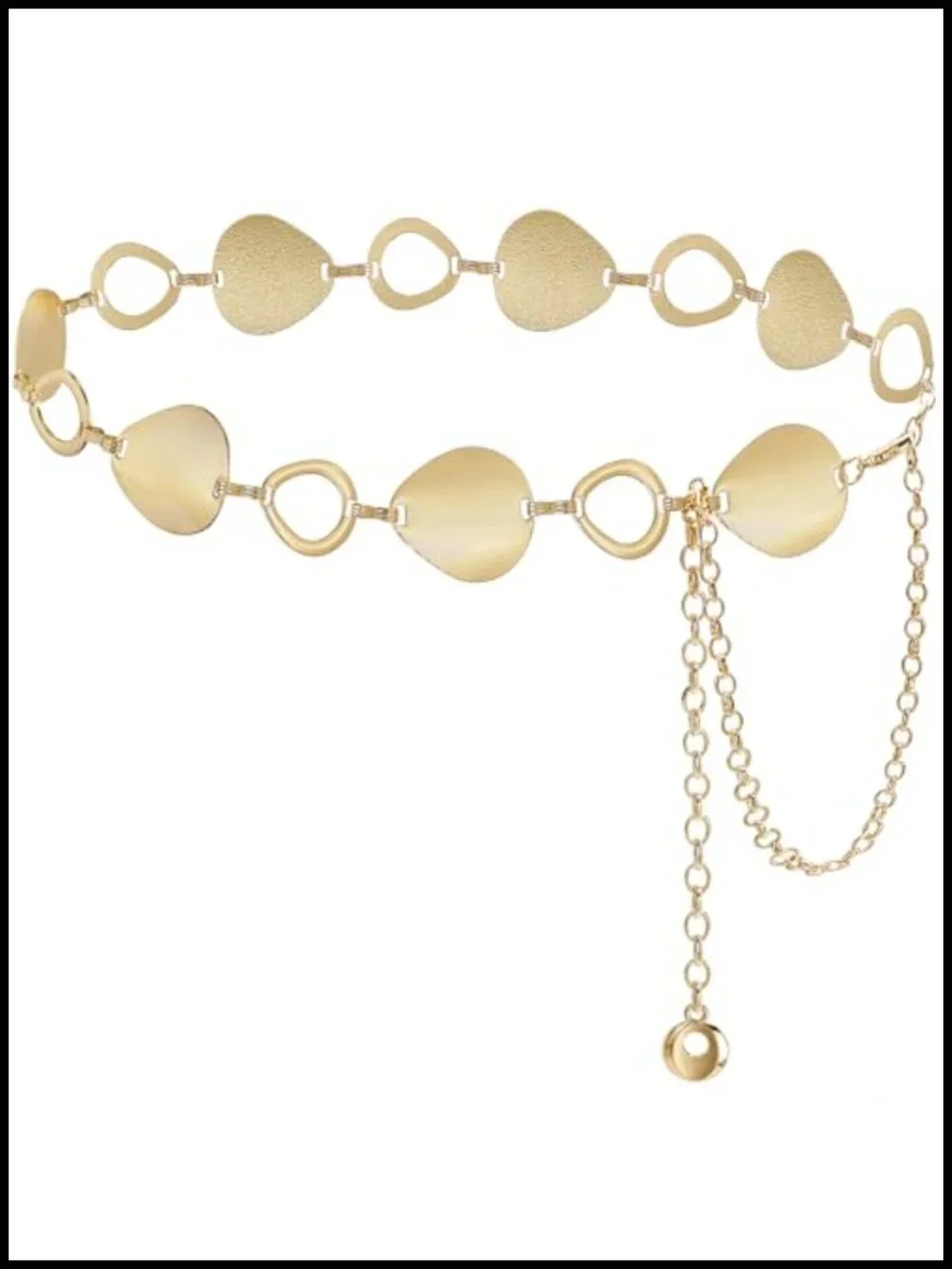 Women's Metal Chain Belt with Lobster Clasp, Irregular Oval Waist Belt